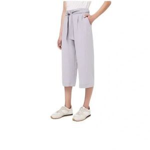 LULULEMON Noir Wide Leg Crop 4 Silverscreen Purple Belted Elastic Waist EUC B27